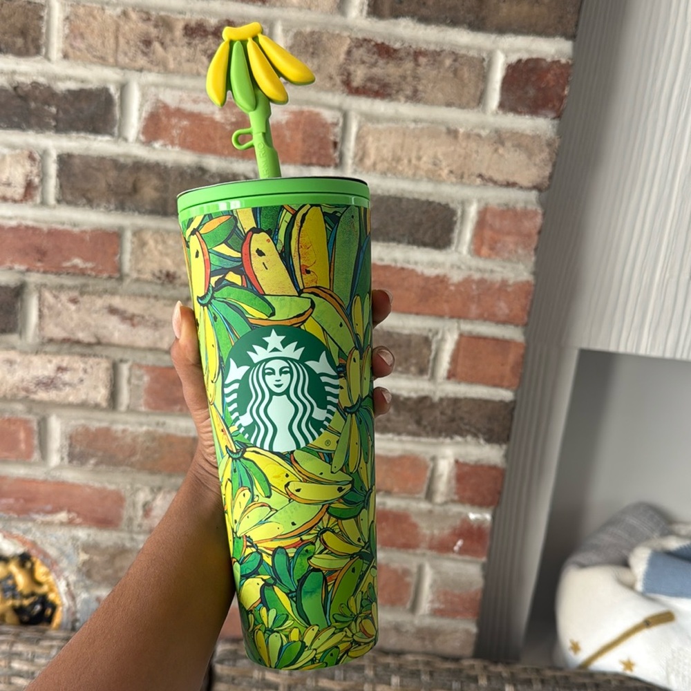Starbucks FARM Rio’s Board Banana 24-ounce cold cup with a banana straw topper